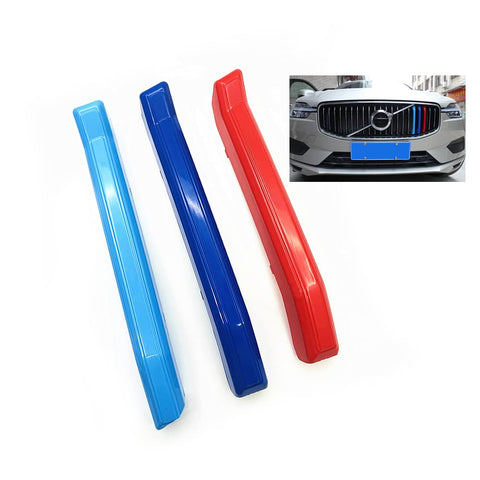 SANRILY M-Colored Grille Insert Trims Compatible with Volvo XC60 2022 Front Center Kidney Grilles Tri Color M Sport Front Grill Trim Covers