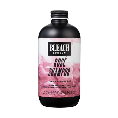 Bleach London Rose Shampoo - Vegan & PETA-Approved Soft Pink Toning Formula, for Bleached Hair, Colour Depositing, Eliminates Blue Dye - Paraben & Silicone Free - (250 ml)