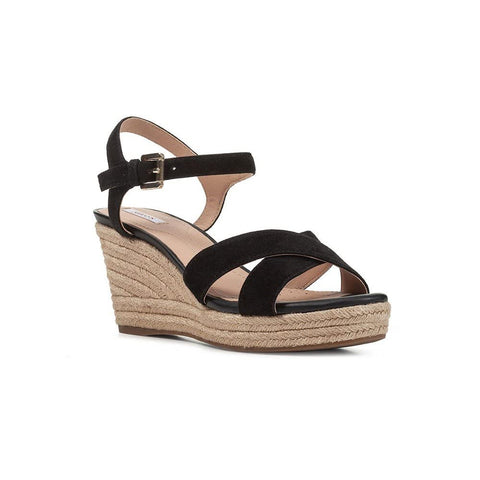 Geox Women's Wedge Heels Sandals, Black, 5.5