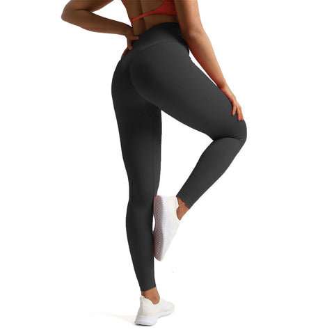 Aoxjox High Waisted Workout Seamless V Glute Seam Leggings for Women Yoga Metamorph Pants 26" (Black Marl, Small)