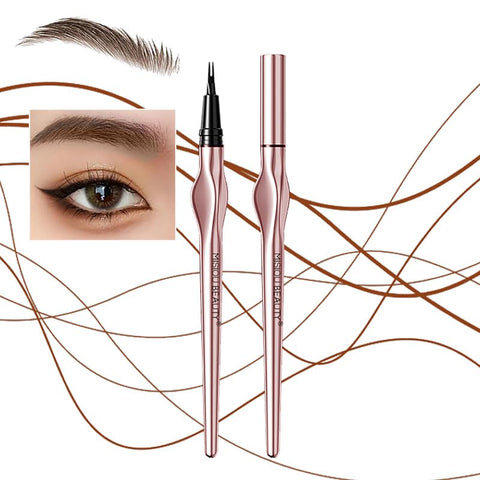 Easilydays Brown Eyebrow Liquid Pencil with Two Tipped Micro-Fork, Waterproof & Smudge Proof Liquid Eyeliner Felt Tip Applicator, High Pigmented Liner, Long-Lasting, Quick Drying for Women, 01 Brown