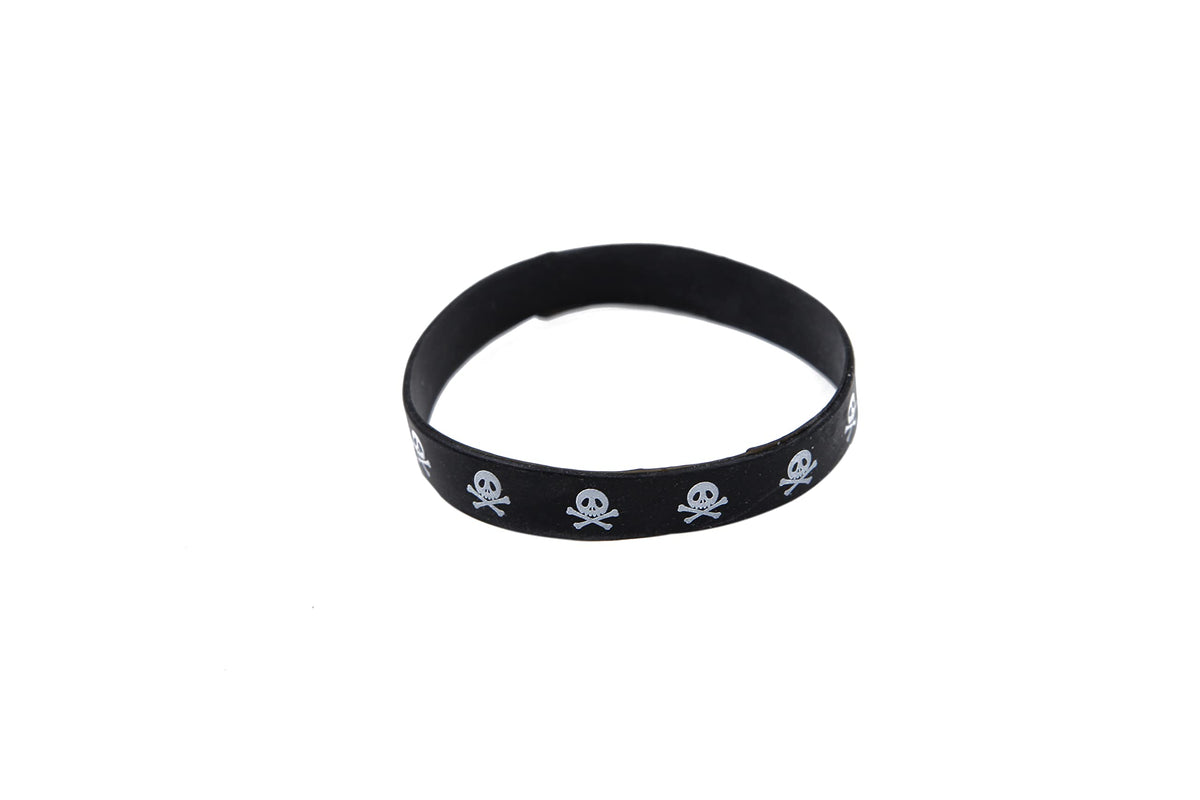 Skull and Crossbones Black Silicone Wristband (Pack of 1)