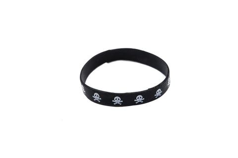Skull and Crossbones Black Silicone Wristband (Pack of 1)