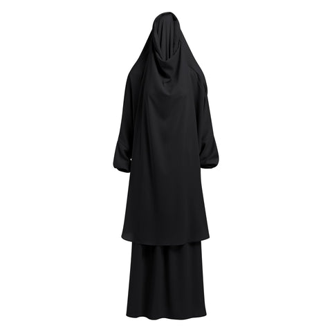 Abaya Dress For Women Two Pieces Jilbab Muslim Long Khimar and Skirt for Prayer Ramadan Dress Eid Outfits Khimar And Abaya Set Muslim Clothes For Women Kaftan Dresses Dubai Black One Size