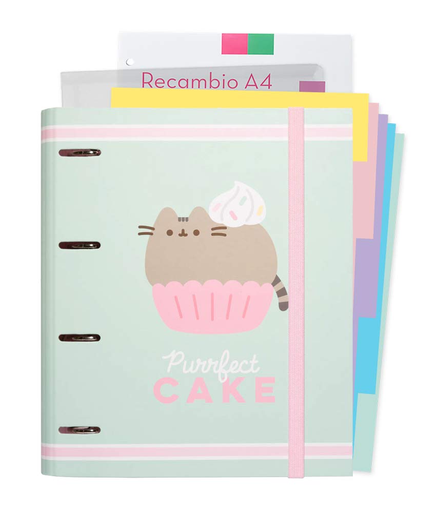 Grupo Erik Pusheen 4 Ring Binder - Premium Foodie Collection A4 Folder Ring Binder + 100 A4 Sheets + Dividers