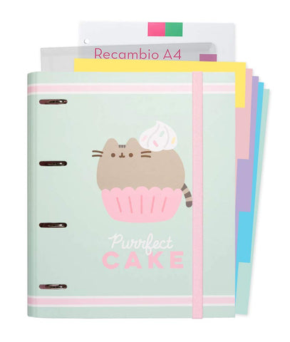 Grupo Erik Pusheen 4 Ring Binder - Premium Foodie Collection A4 Folder Ring Binder + 100 A4 Sheets + Dividers