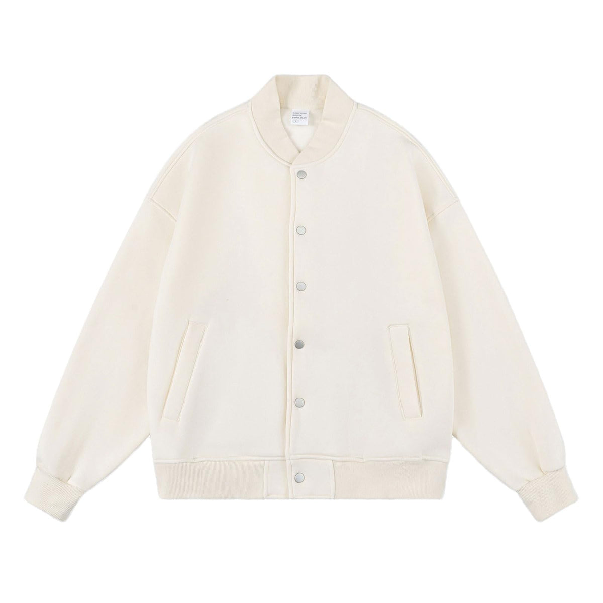 HVDBEYASA Men's Varsity Jacket Neutral Retro School Uniform Jacket Men's Baseball Bomber Jacket Casual Loose Sports Varsity Jacket Button Down Y2K Clothing Windbreaker(Cream apricot,L)