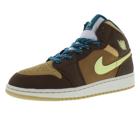 Jordan Boy's Air 1 Mid SE (Big Kid) Cacao Wow/Luminous Green/Ale Brown/Twine/Sail/Geode Teal 5.5 Big Kid M
