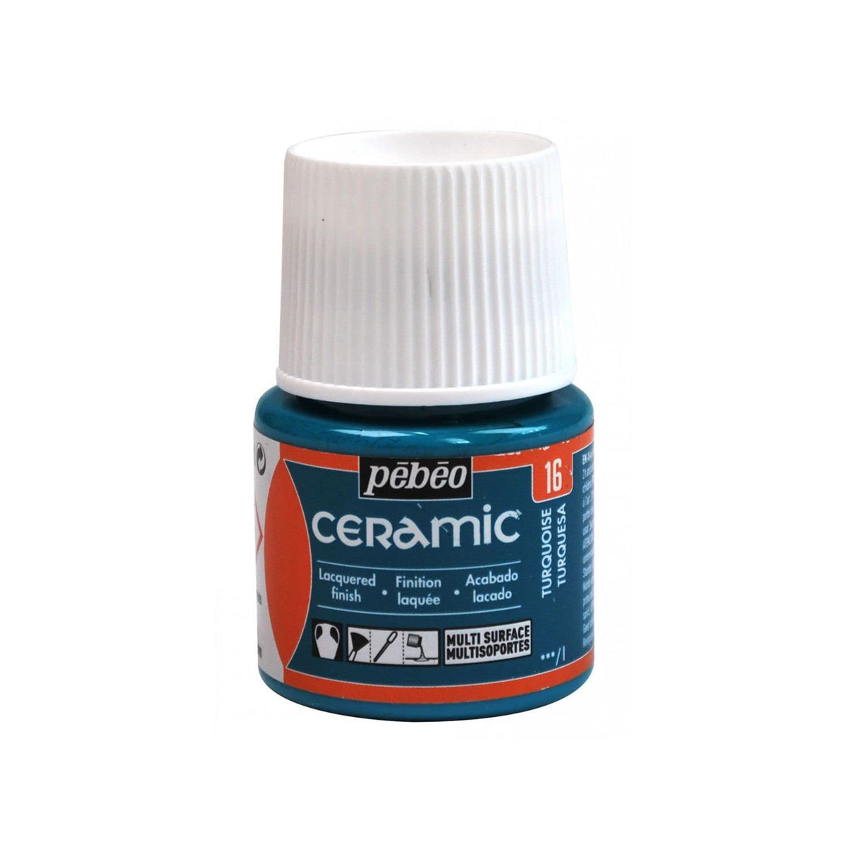 Pebeo Ceramic, Enamel Effect Paint - High Gloss Paints, Opaque, Oil-Based Color, 45 ml Bottle, Turquoise
