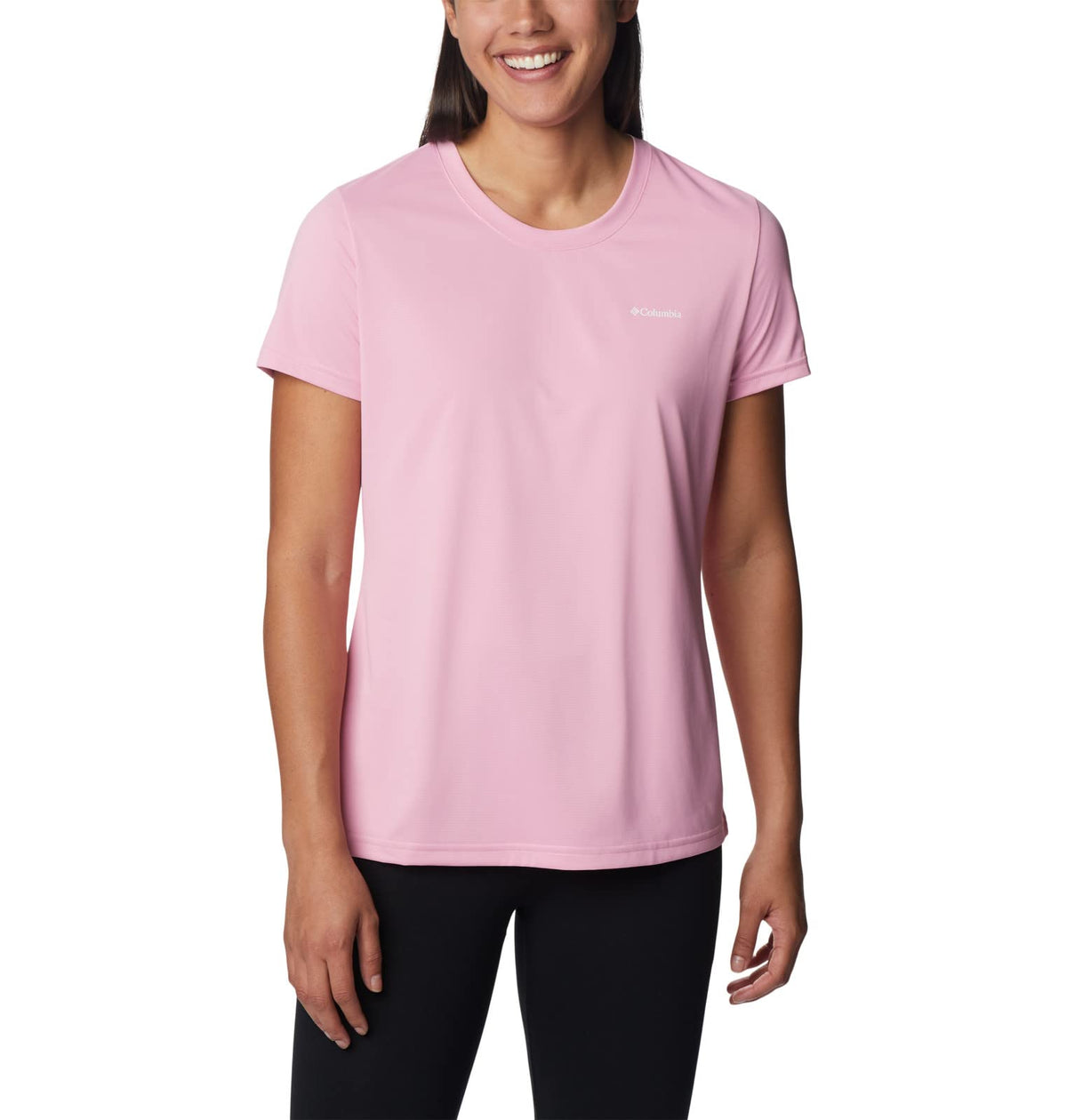 Columbia Women's Hike Short Sleeve Crew, Wild Rose, Small