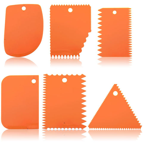 GORGECRAFT 6PCS Plastic Clay Scraper Serrated Pottery Clay Tool Cake Smoother Handle Dough Carved Sculpture Set for Cutters Engraving DIY Craft Cake Decoration Professionals Pottery Enthusiast