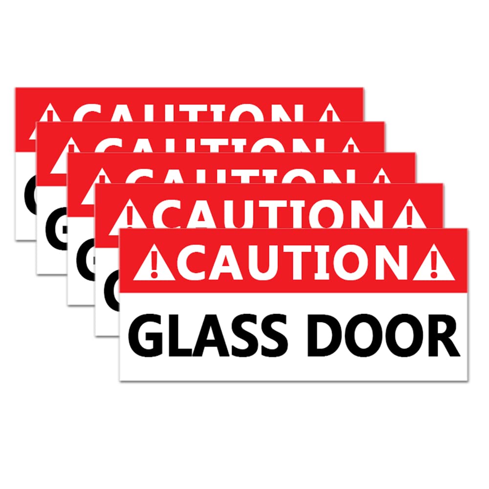 Caution Glass Door Sign Decal,5 Pcs Per Pack