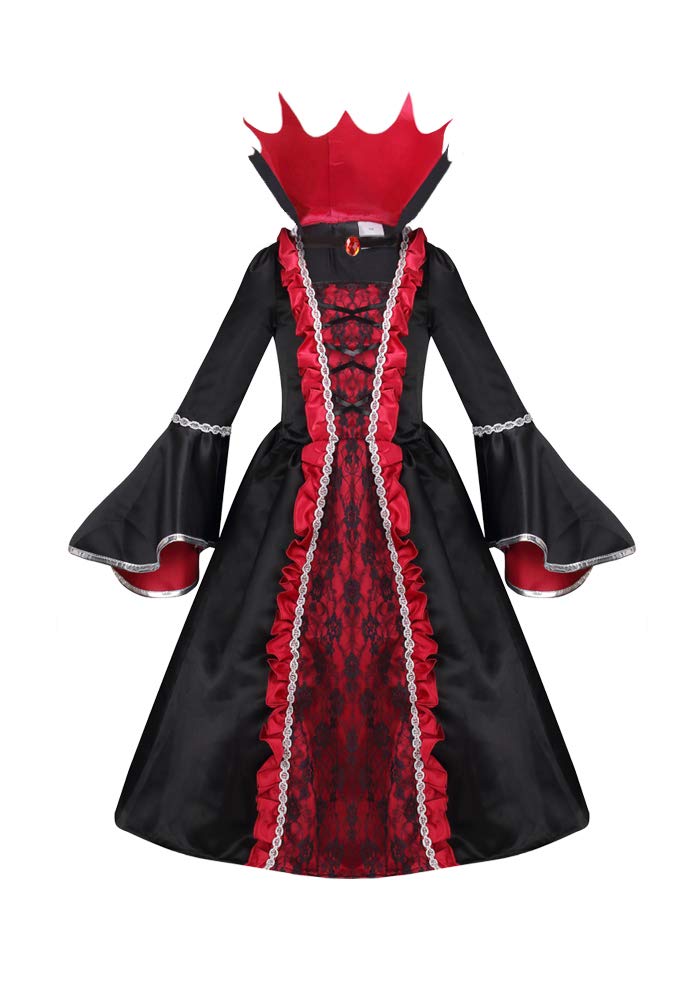 yolsun Vampire Costume for Girls, Noble Medieval Queen Halloween Dress up?8-10 Years?