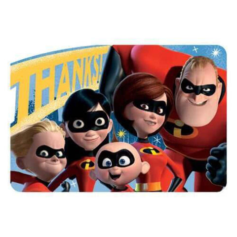 Amscan ÃƒÆ’Ã¢â‚¬Å¡Ãƒâ€šÃ‚Â©Disney/Pixar Incredibles 2 Thank You Paper Postcard - 4 1/4" x 6 1/4" | Multi-color | Set of 8