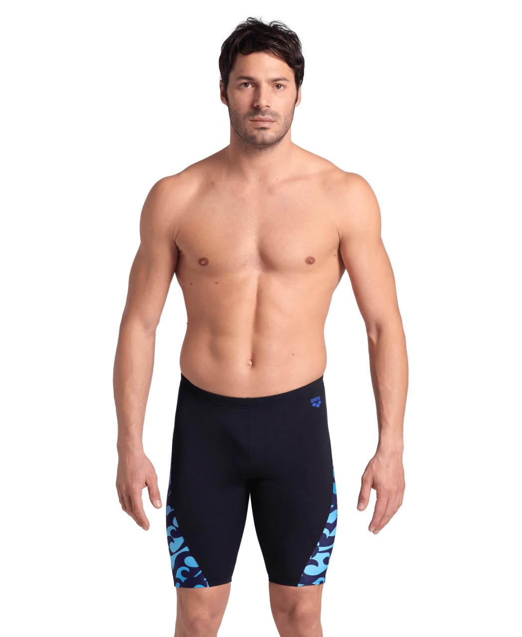 ARENA Mens Performance Surfs Up Jammer Swim Trunks, Black/Black Multi, 30 US