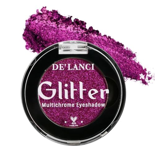 BEUSELF Purple Glitter Eyeshadow, Highly Pigmented Sparkling Metallic Eyeshadow Long Lasting Bright Duochrome Eye Shadow, Bright Rose Pink Purple Holographic Eyeshadow for Women, 100% Vegan Talc Free