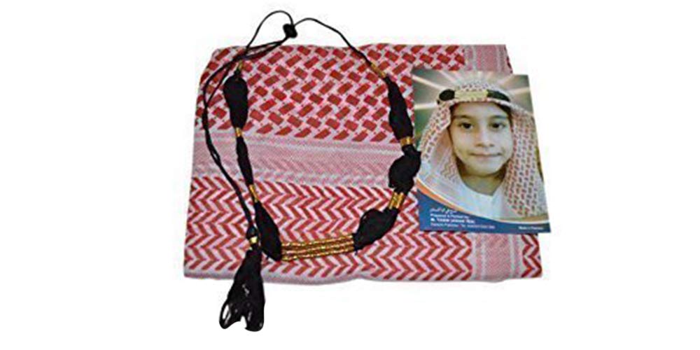 Desert Dress Childs Kids Boys Shemagh Scarf and Igal Set Pack Set Red and White Arab Eid Gift (Red)