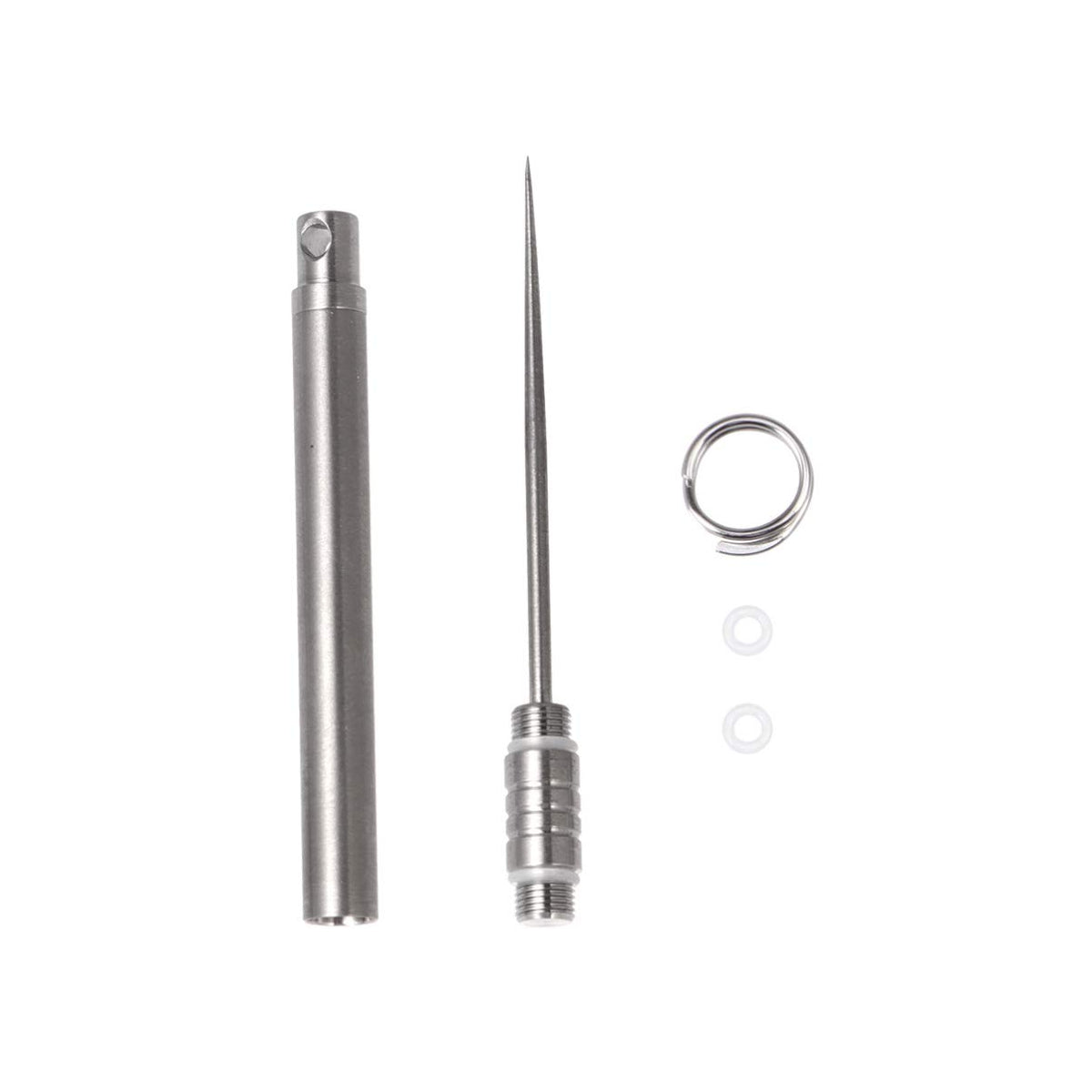 Healifty Titanium Toothpick Metal Fruit Fork Tooth Pick Integrated Tooth Cleaning Tool with Holder for Home Outdoor (Silver)