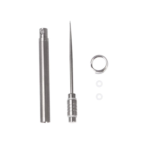 Healifty Titanium Toothpick Metal Fruit Fork Tooth Pick Integrated Tooth Cleaning Tool with Holder for Home Outdoor (Silver)