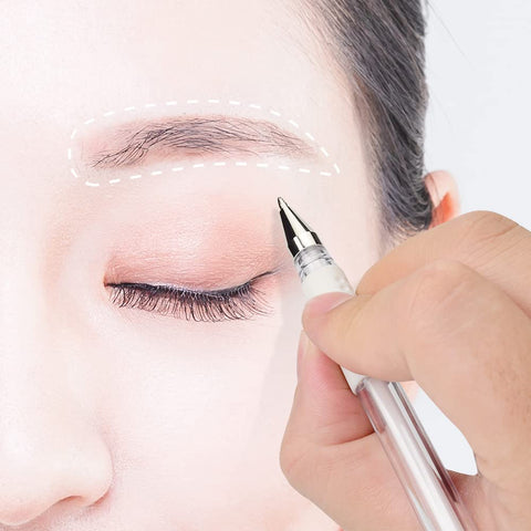 5pcs White Microblading Marker Pen Eyebrow Permanent Marker Pen for Permanent Makeup, Point-and-Line Design Pen (5pcs)