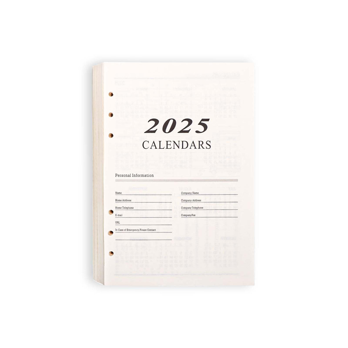 2025 6 Hole Planner Refills A5 Calendar Refill 6 Ring Binder Inserts Pages Loose Leaf Dated Daily Lined Paper for Journal Notebook Organizer