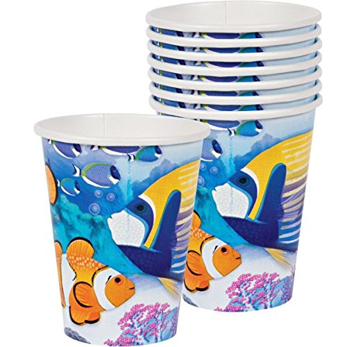 Amscan Hawaiian Luau Beach Tropical Summer Paper Cups for Hot or Cold Drinks (8 Piece), Multi Color, 5.5 x 3