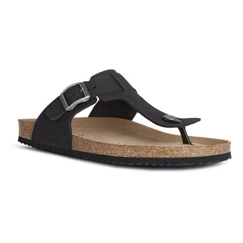 Geox Men's Flat Sandal, Black, 6