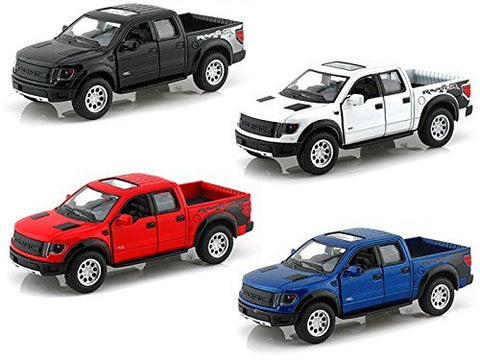 KiNSMART 2013 Ford F-150 SVT Raptor Supercrew 1:46 Scale 5" Die Cast Metal Model Toy Truck SetOf4
