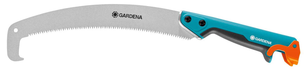 Gardena combisystem Gardenersâ€™ Saw 300 PP, Curved: Pruning Saw for Optimal Branch cuts, 315 mm Blade Length, Hook for Cut-Off Branches, Slip Stop, Precision Toothing, Double Grinding (8738-20)