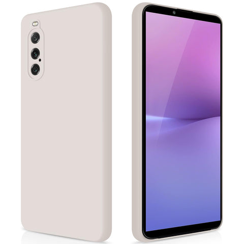 GiiYoon Case Compatible with Sony Xperia 10 V, Silky-Soft Touch Full-Body Protective Phone Silicone Case, Shockproof Cover with Microfiber Lining, off white