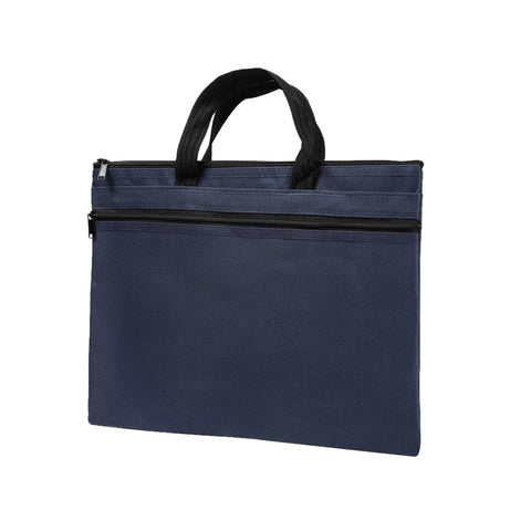 A4 Zipper Document File Bag Pouch with Handle Waterproof Double Pocket Canvas File Storage Bag for Project Office School Foldable File Document Handbag Carrying Bag