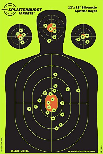 Splatterburst Targets - 12 x18 inch - Silhouette Splatter Target - Easily See Your Shots Burst Bright Fluorescent Yellow Upon Impact - Made in USA (10 Pack)