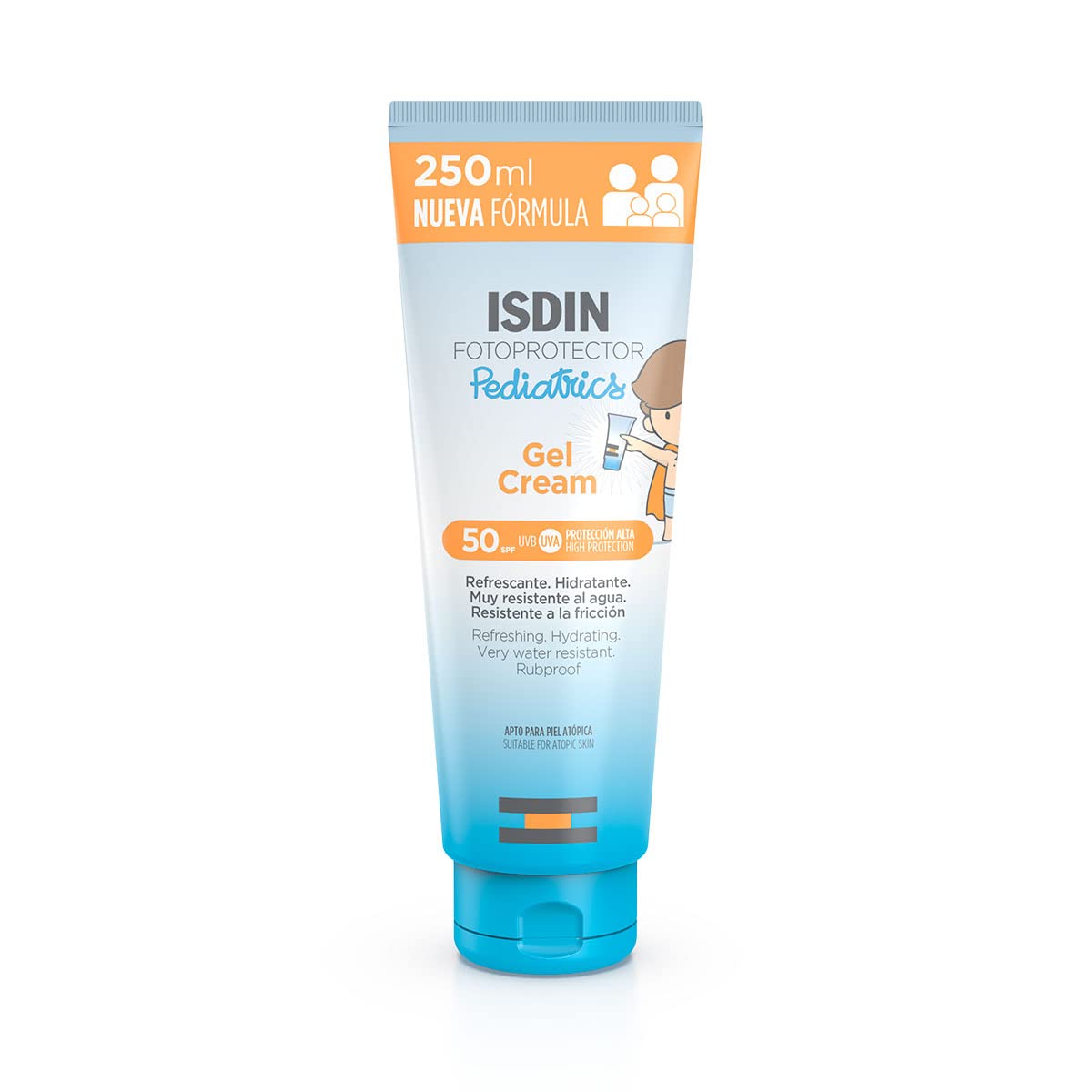 ISDIN Pediatrics Gel Cream SPF 50 (250ml), Cooling and hydrating sun cream, Suitable for all skin types