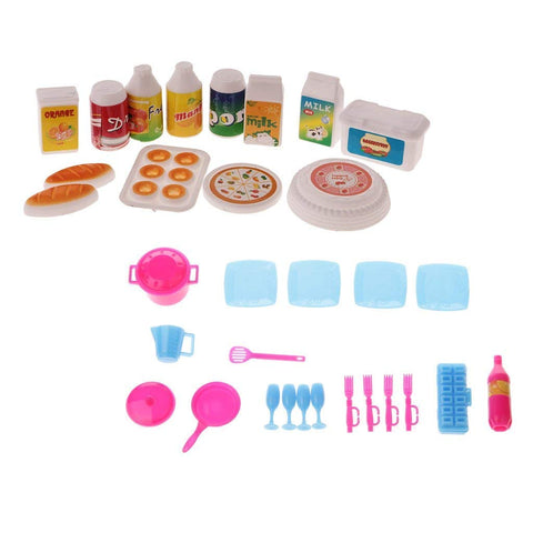 SGerste Dollhouse Miniature Kitchen Accessories Food & Tableware Set for Barbie Doll Toys
