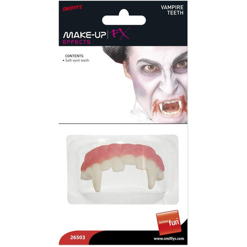 Smiffys Make-Up FX, Horror Vampire Teeth, White Soft Vinyl, Cosmetics and Disguises Fancy Dress, Vampire Dress Up Cosmetics & Disguises.