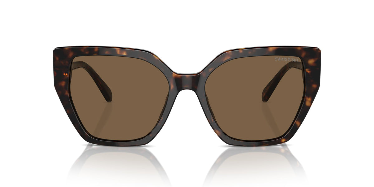 SWAROVSKI SK6016F Low Bridge Fit Sunglasses, Dark Havana/Dark Brown, 57 mm