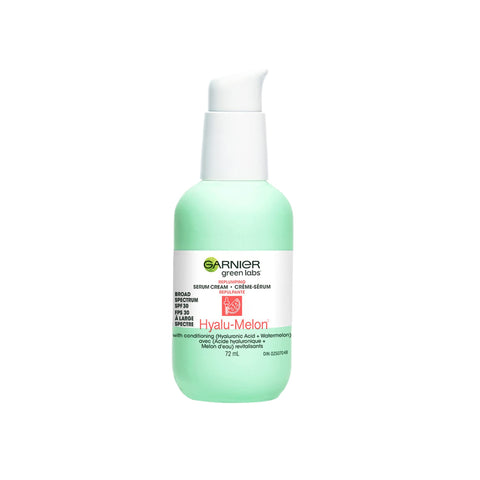 Garnier Green Labs Hyalu-Melon 3-in-1 Replumping Serum Cream with Hyaluronic Acid, 24h Moisture + Serum + SPF 30, 2.4 Fl Oz (72mL), 1 Count (Packaging May Vary)