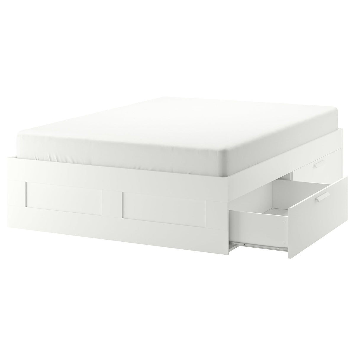 IKEA BRIMNES Bed Frame with Storage, 160x200 cm, White/Lindbåden