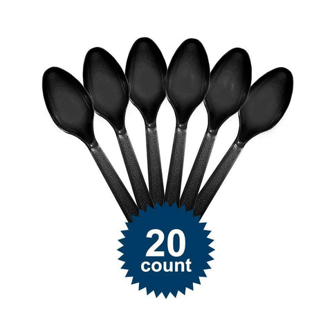 Vibrant Jet Black Plastic Spoons - Eco-Friendly, Durable & Eye-catching, Perfect For Parties & Events