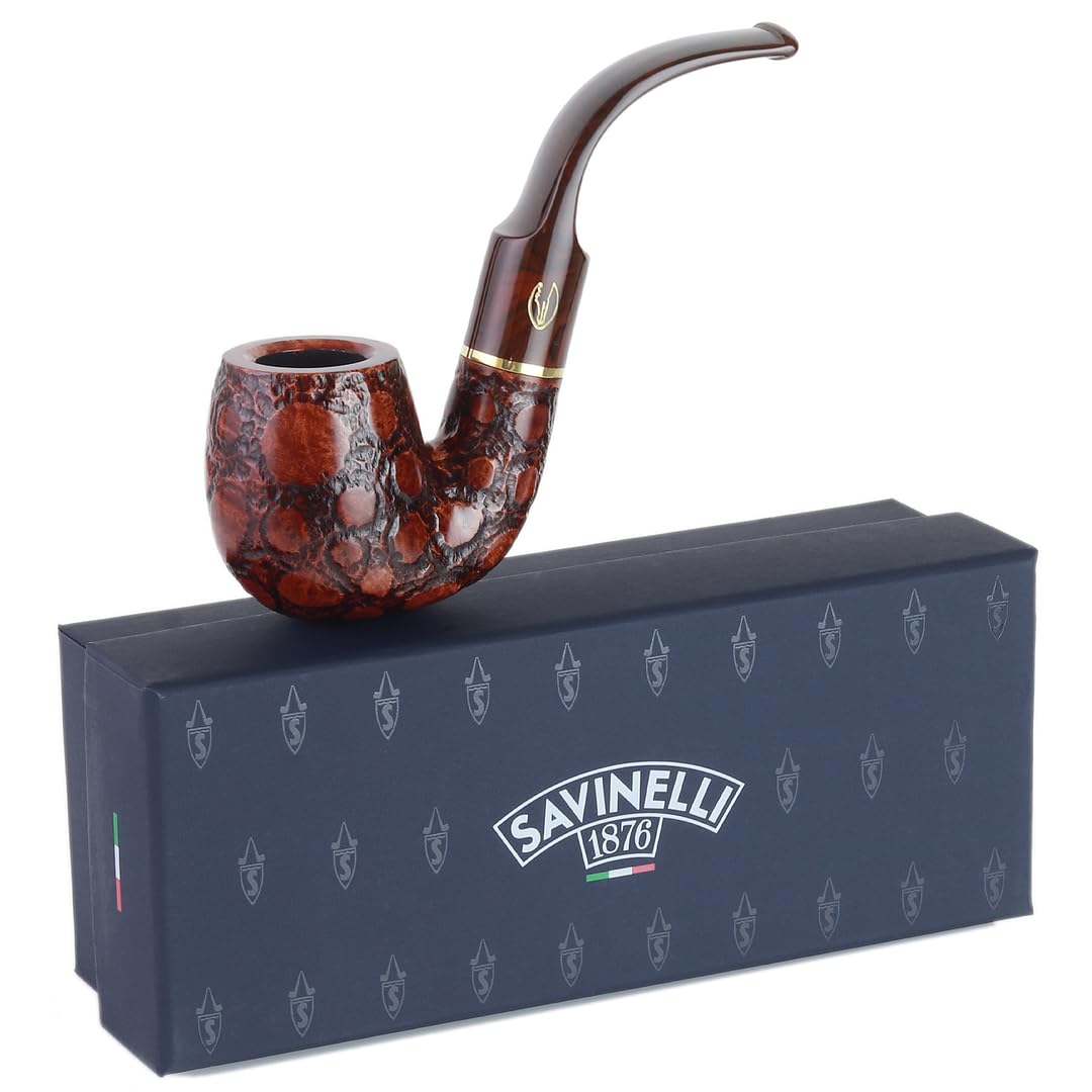 Savinelli Alligator Collection - Collectible Wood Pipe Handmade in Italy, Italian Wood Briar Pipe, Brown 614
