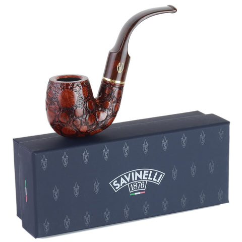 Savinelli Alligator Collection - Collectible Wood Pipe Handmade in Italy, Italian Wood Briar Pipe, Brown 614
