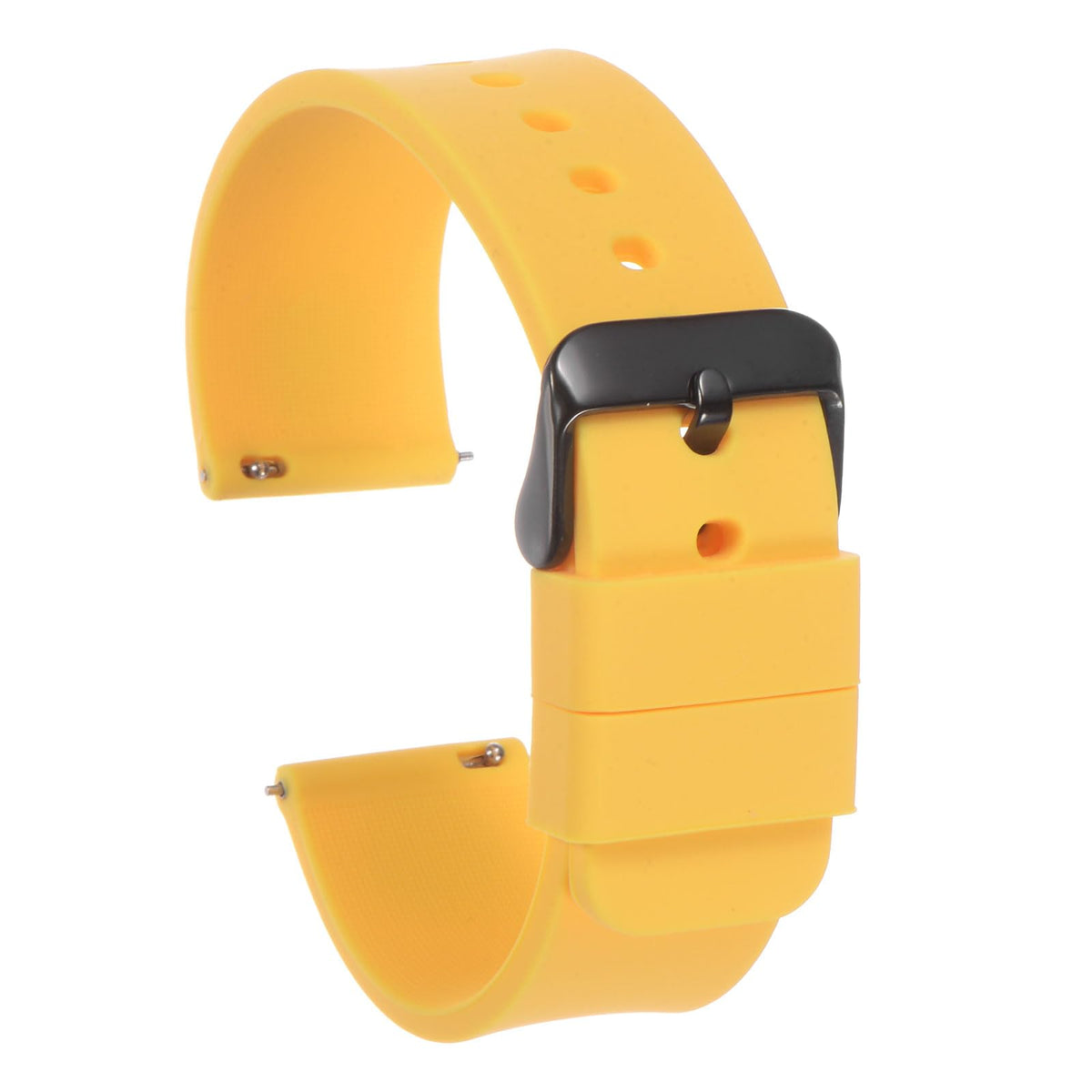 sourcing map Silicone Watch Band 20mm Width Quick Release Soft Rubber Replacement Watch Strap with Black Stainless Steel Buckle for Men Women, Yellow