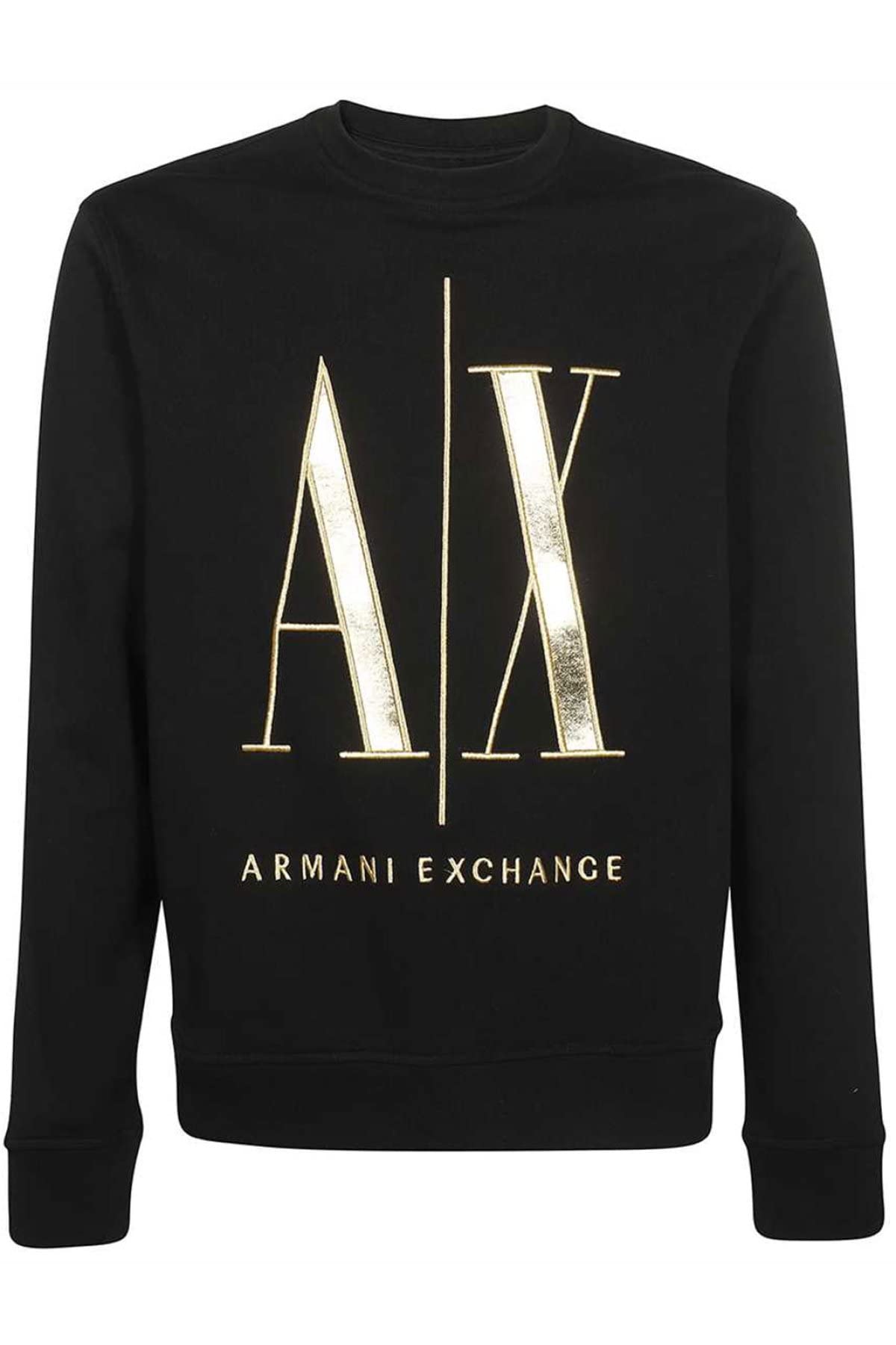 Armani Exchange Men's Icon, Maxi Front Logo, Crew Neck Sweatshirt, Black, L