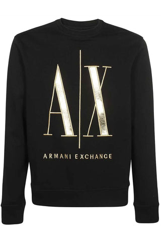 Armani Exchange Men's Icon, Maxi Front Logo, Crew Neck Sweatshirt, Black, L