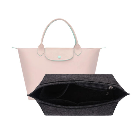 Purse Organizer, Multi-Pocket Felt Handbag Organizer, Folding Tote Bag organizer insert for Insert Wallet Organizer for Longchamp (Dark Gray, Medium)