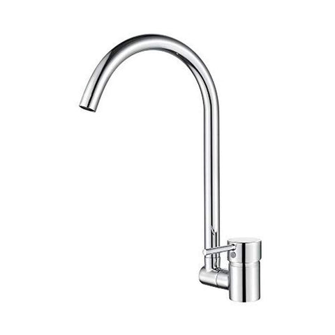 Ibergrif M22124 Kitchen Tap, 90° Foldable Kitchen Sink Mixer Tap for Front Window Mounting, Chrome Kitchen Mixer Tap, 360° Rotatable High Spout Stainless Steel Kitchen Faucet
