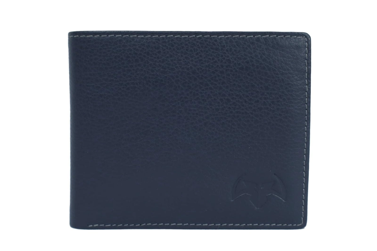 Zaid Leather Genuine NDM Leather Hand-Crafted RFID Protected Leather Wallet For Men NAVY BLUE