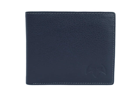 Zaid Leather Genuine NDM Leather Hand-Crafted RFID Protected Leather Wallet For Men NAVY BLUE