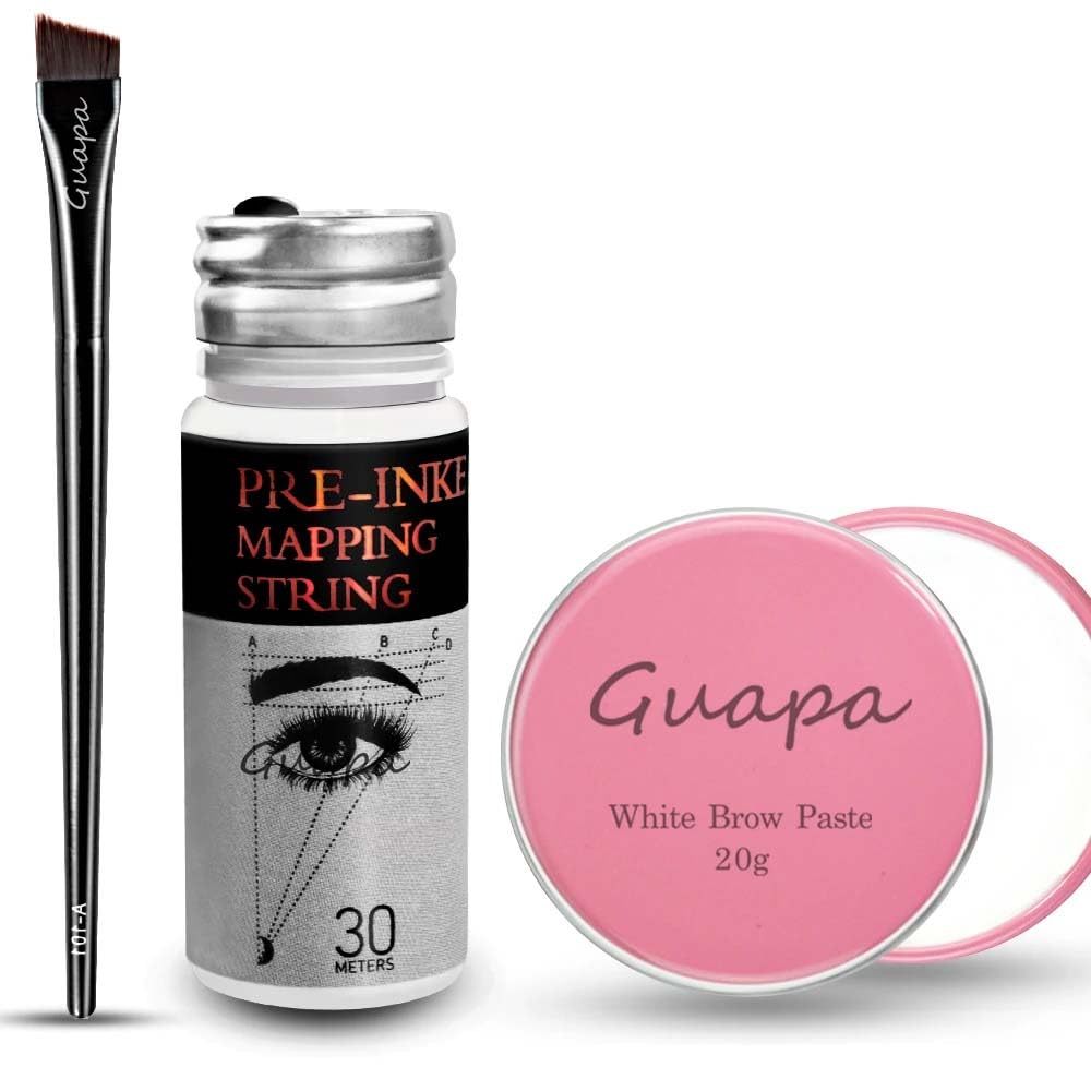 Brow Lips Mapping Kit with White Brow Paste White Brow Mapping String for Eyebrows and Lips Microblading Supplies