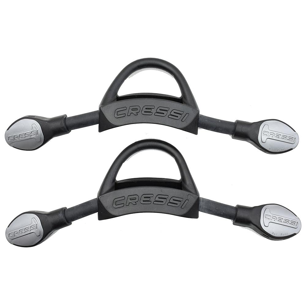 Cressi EBS Elastic Bungee System Fin Strap 2 for Reaction/Frog Plus Fins, Regular Fit (Small/Medium-Medium/Large),Black